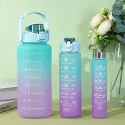 Leak-proof Motivational Sports Water Bottle Set (3PCS)Hydration Progress Tracking