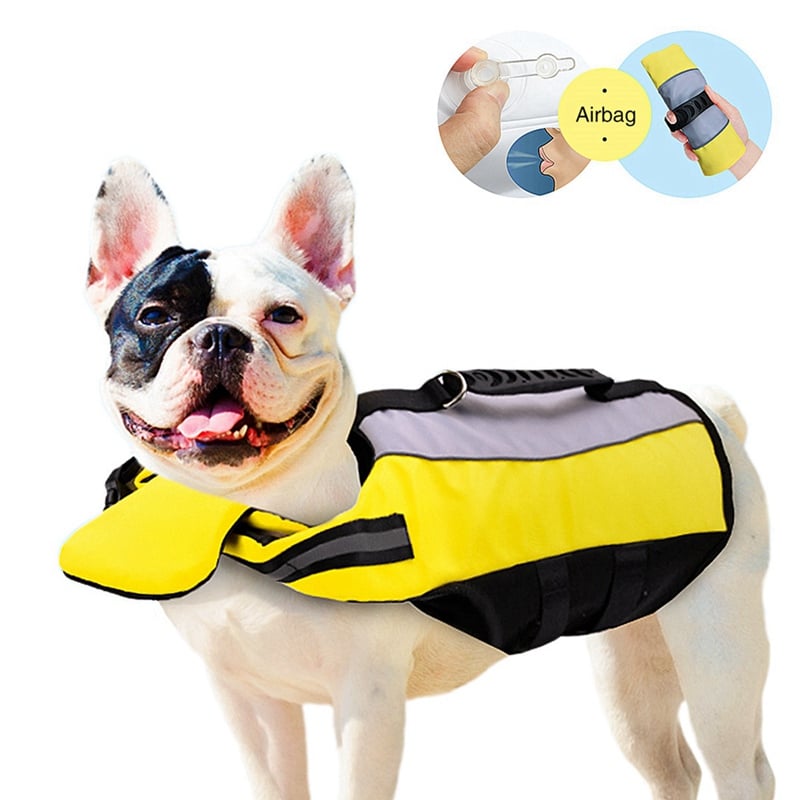 Reflective Dog Life Jacket with Safety Handle – Adjustable Pet Swim Vest with Head Support for Swimming & Boating