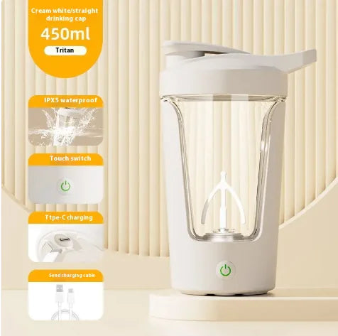 Rechargeable Electric Protein Shaker Bottle – Portable Self-Stirring Mixer Cup for Shakes & Supplements