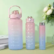 Leak-proof Motivational Sports Water Bottle Set (3PCS)Hydration Progress Tracking