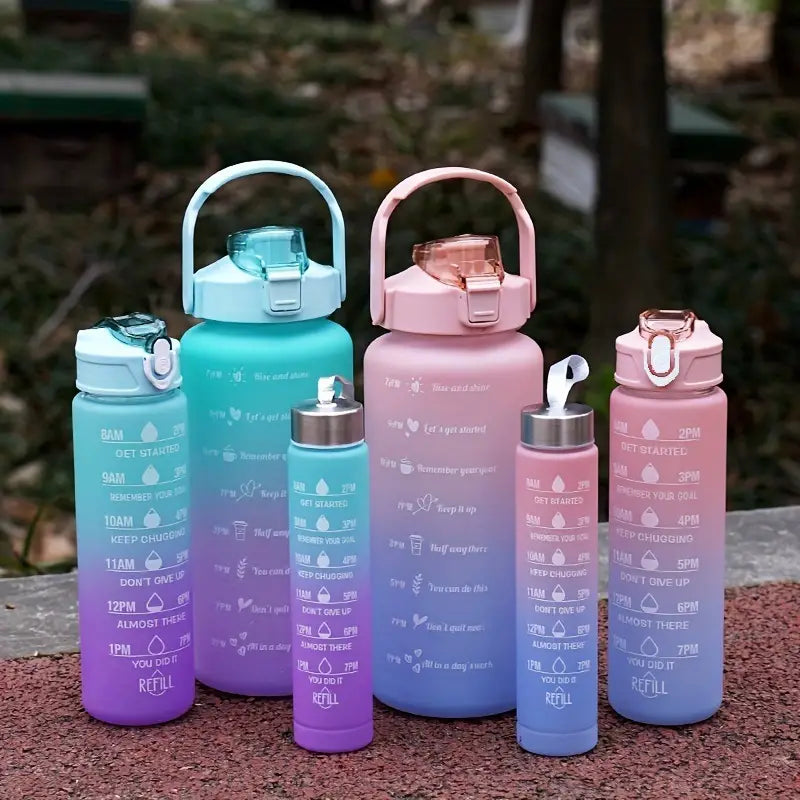 Leak-proof Motivational Sports Water Bottle Set (3PCS)Hydration Progress Tracking