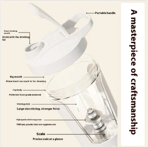 Rechargeable Electric Protein Shaker Bottle – Portable Self-Stirring Mixer Cup for Shakes & Supplements