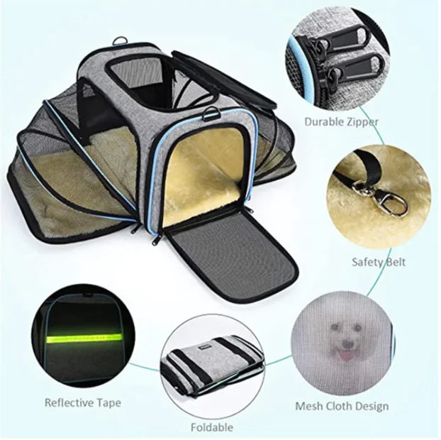 Foldable pet Carrier Bag for dogs or cats
