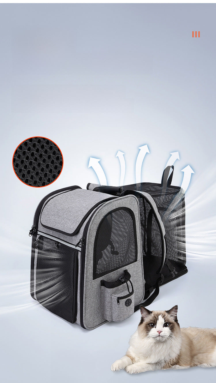 Expandable Pet Travel Backpack Carrier – Breathable, Portable & Comfortable for Cats and Dogs