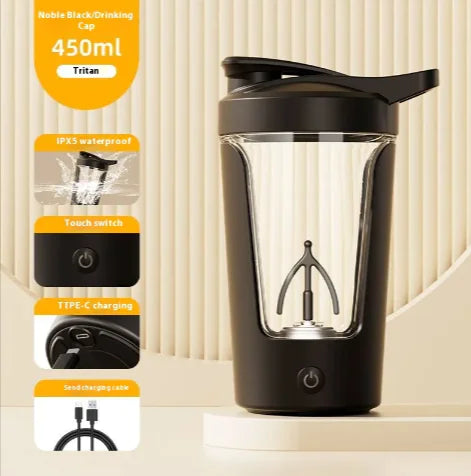 Rechargeable Electric Protein Shaker Bottle – Portable Self-Stirring Mixer Cup for Shakes & Supplements