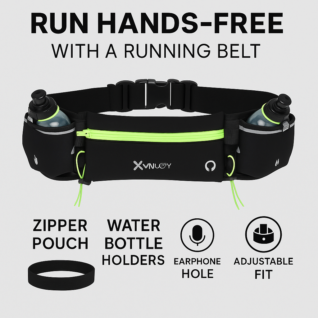 Waterproof Running Belt - Waist Bag with Bottles