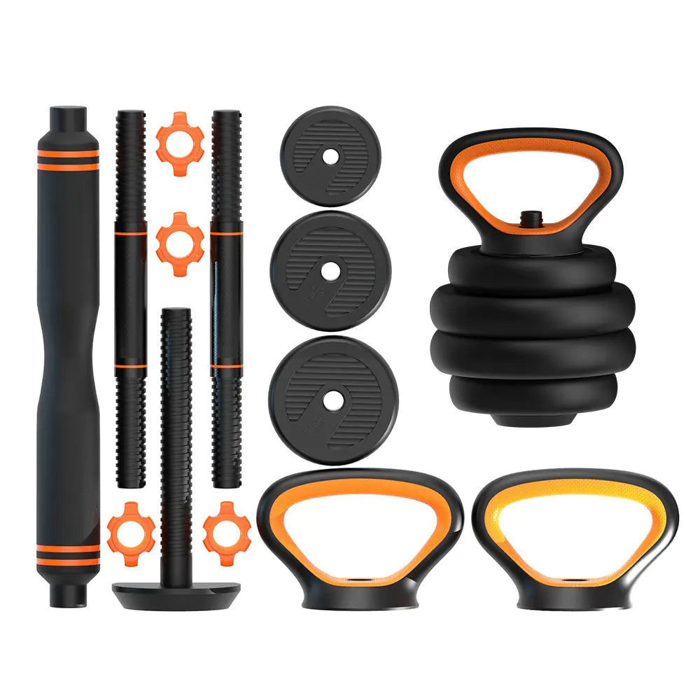 Adjustable Dumbbell Set 50LB – 6-in-1 Weights with Barbell, Kettlebell & Push-Up Handles for Home Gym