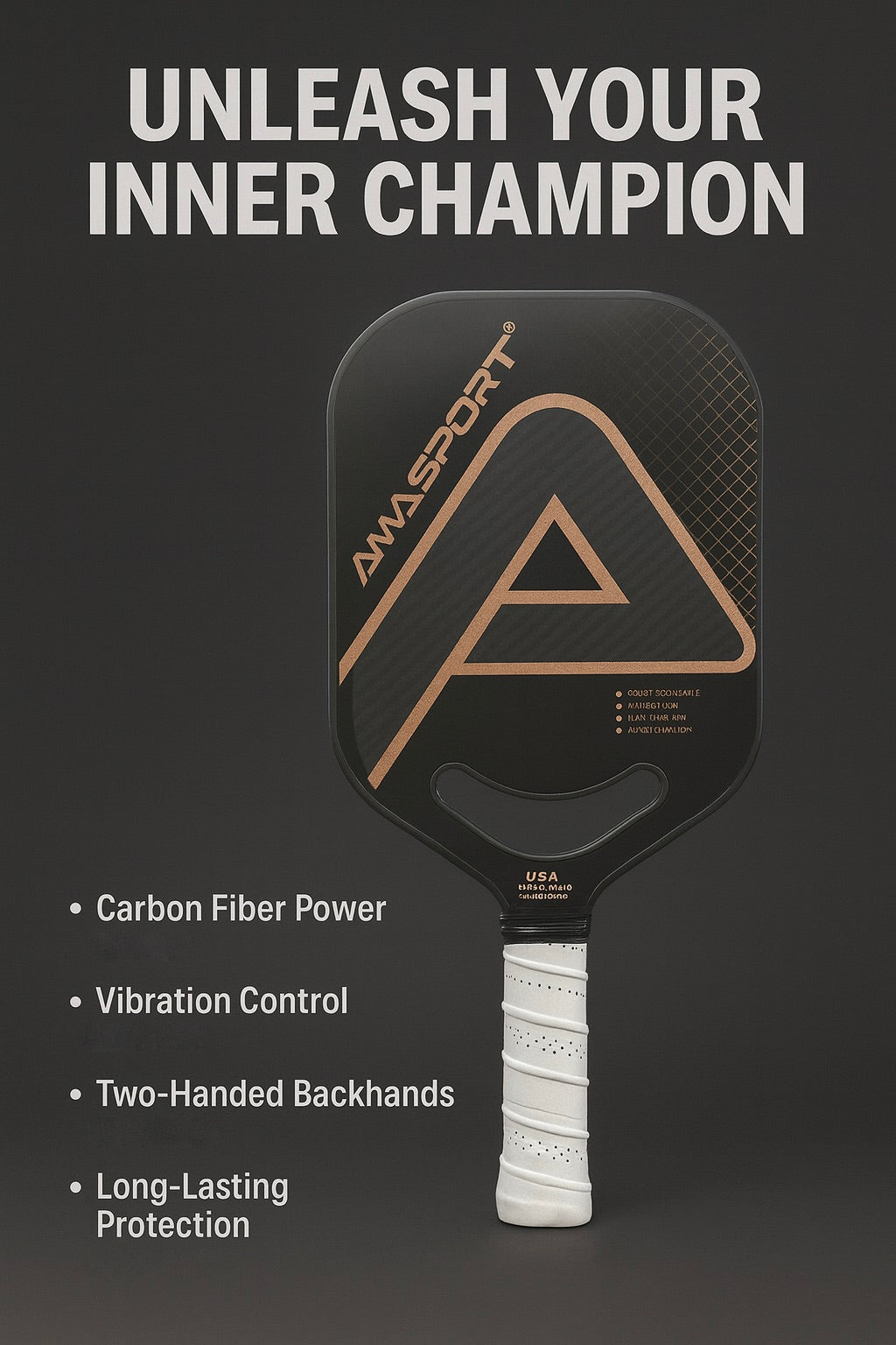 AMA SPORT Future 003 Pickleball Paddle - USAPA Approved Carbon Fiber Paddle