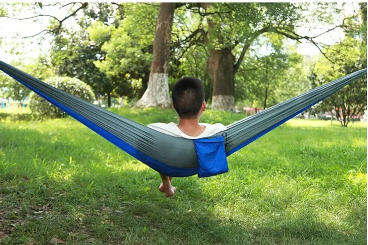 Portable Outdoor Hammock – Camping, Hiking, Backpacking & Backyard Relaxation Straps/Rope + Carabiners Included