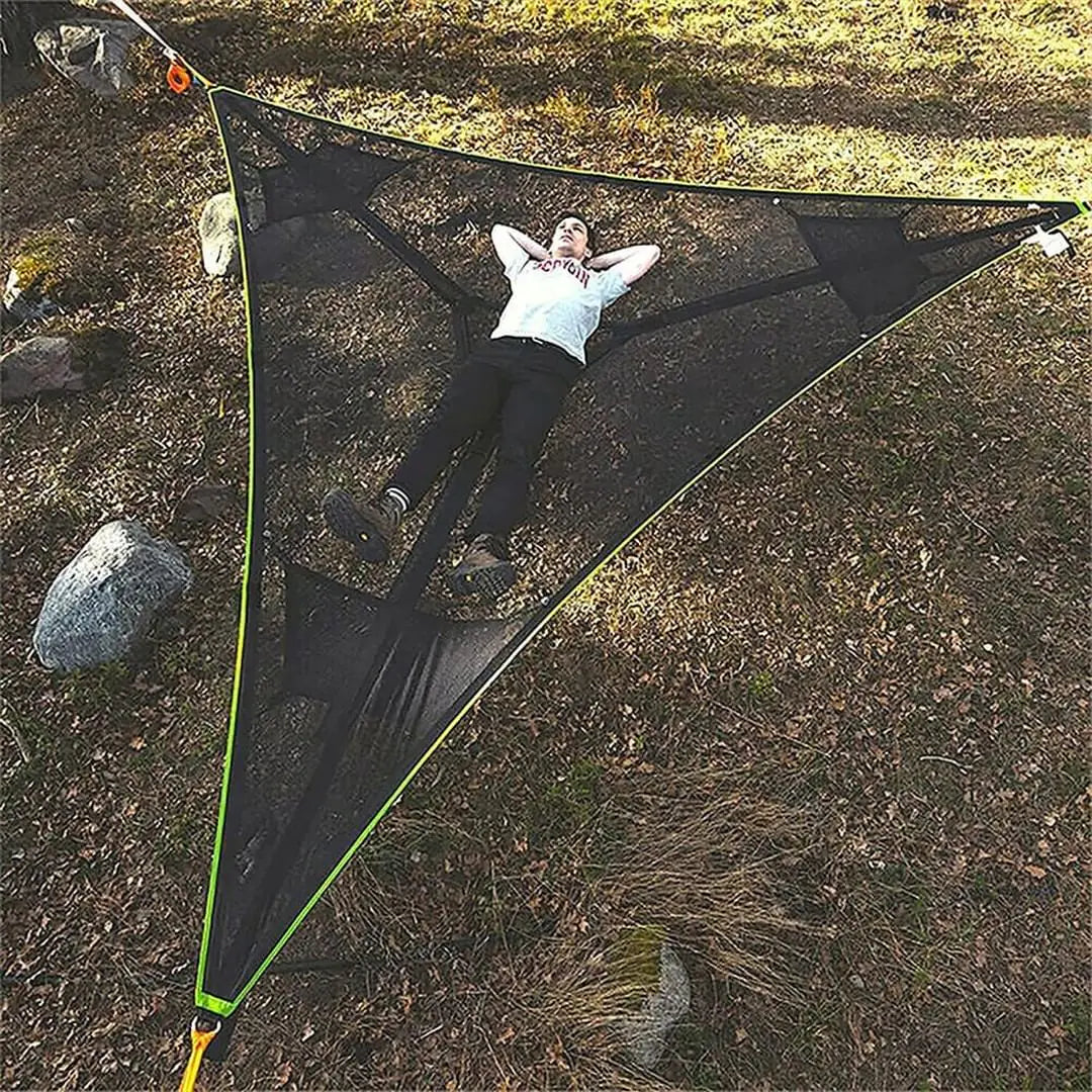 Multi-Person Triangular Mesh Hammock – Fun for Family & Friends, Outdoor Relaxation