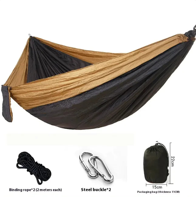 Portable Outdoor Hammock – Camping, Hiking, Backpacking & Backyard Relaxation Straps/Rope + Carabiners Included