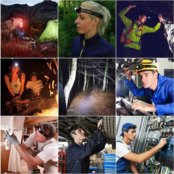 Waterproof Rechargeable LED Headlamp – Lightweight, Adjustable, Hands-Free Flashlight
