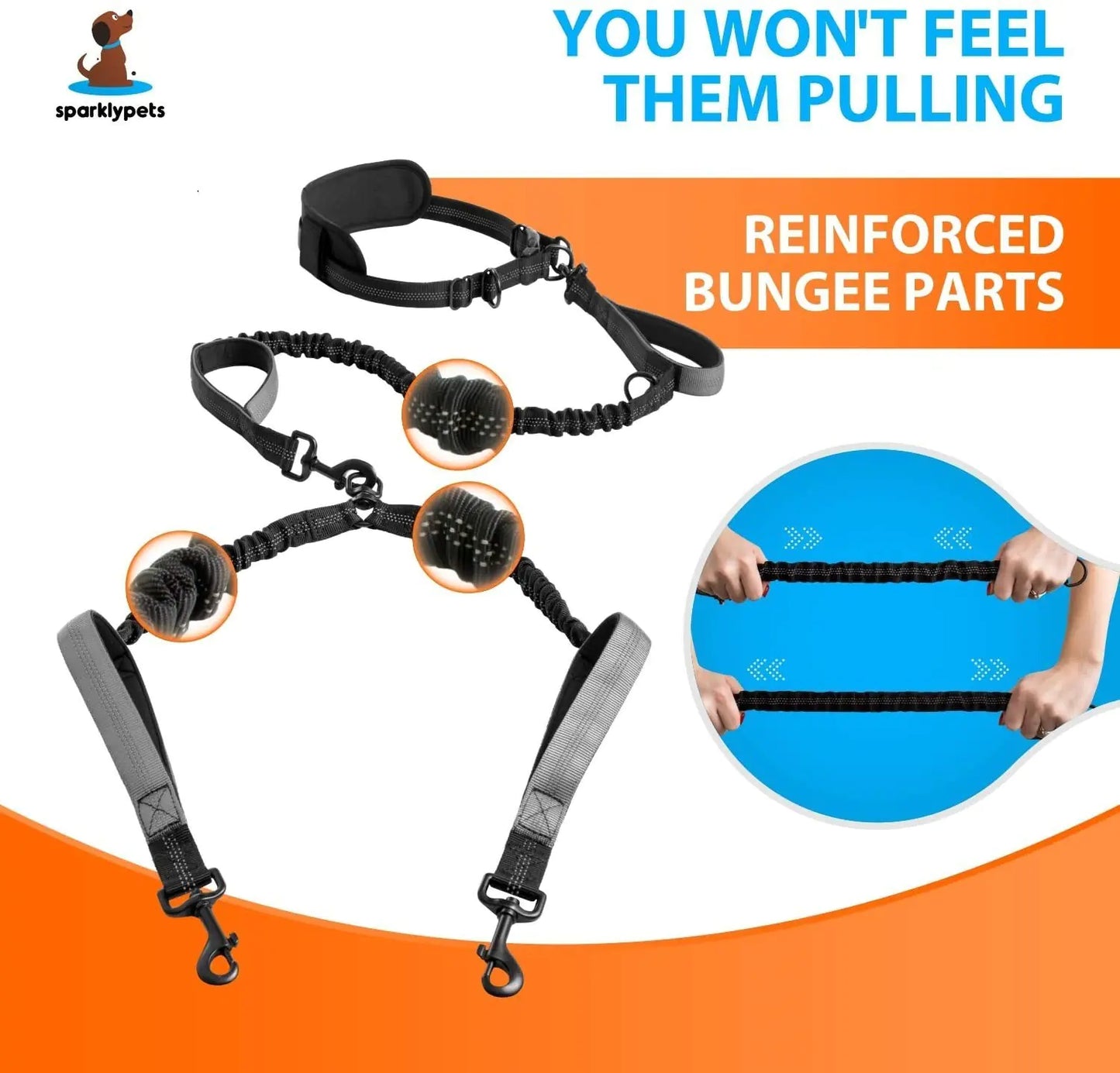 Hands Free Pet Leash - HEAVY DUTY Double Dog Leash