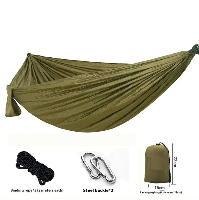 Portable Outdoor Hammock – Camping, Hiking, Backpacking & Backyard Relaxation Straps/Rope + Carabiners Included