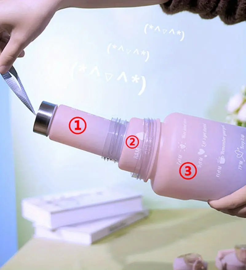 Leak-proof Motivational Sports Water Bottle Set (3PCS)Hydration Progress Tracking