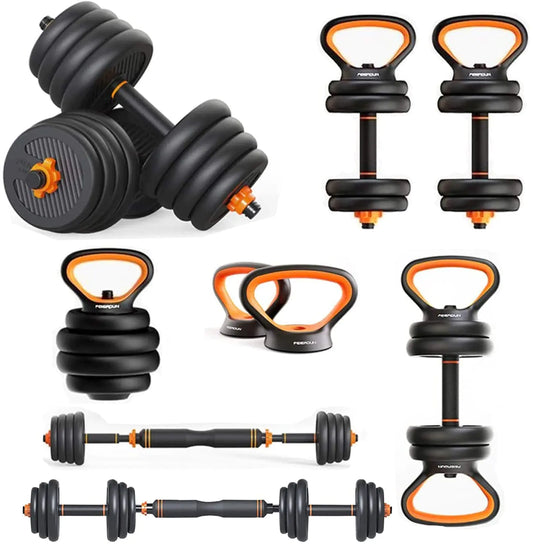 Adjustable Dumbbell Set 50LB – 6-in-1 Weights with Barbell, Kettlebell & Push-Up Handles for Home Gym