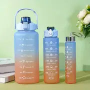 Leak-proof Motivational Sports Water Bottle Set (3PCS)Hydration Progress Tracking