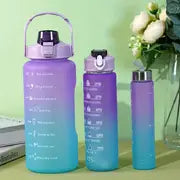 Leak-proof Motivational Sports Water Bottle Set (3PCS)Hydration Progress Tracking