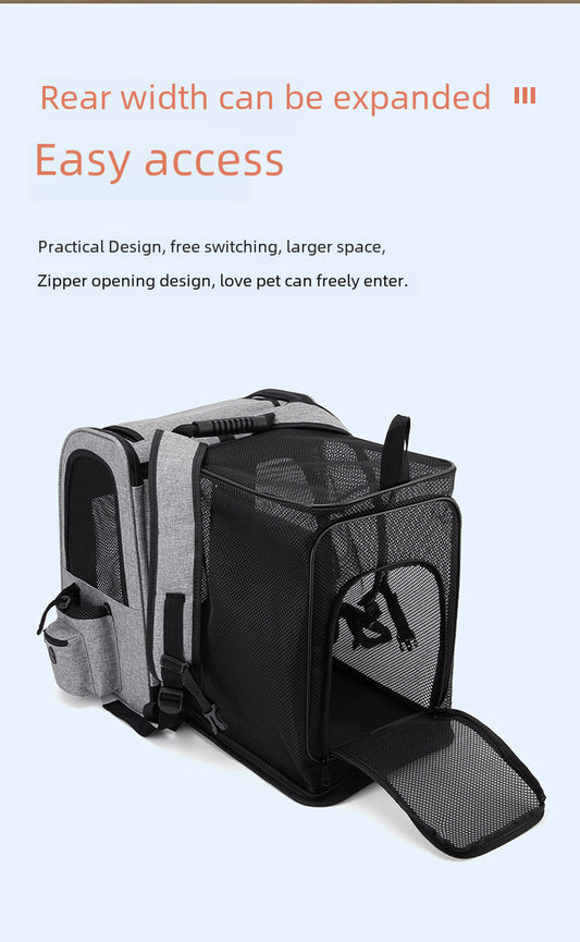 Expandable Pet Travel Backpack Carrier – Breathable, Portable & Comfortable for Cats and Dogs