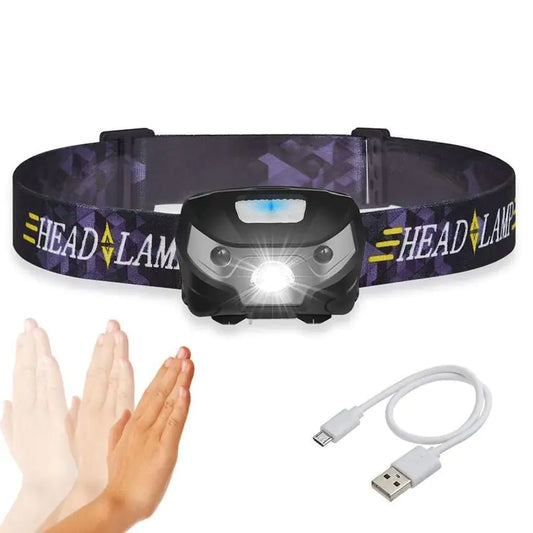 Waterproof Rechargeable LED Headlamp – Lightweight, Adjustable, Hands-Free Flashlight