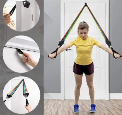 Resistance Bands Set – Adjustable Exercise Bands with Handles, Ankle Straps & Door Anchor for Full Body Workouts