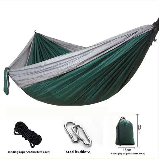 Portable Outdoor Hammock – Camping, Hiking, Backpacking & Backyard Relaxation Straps/Rope + Carabiners Included